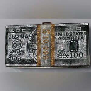 FASHION $100 USA DOLLAR BILL $10K 💵MONEY STACK RHINESTONE 💎BLING 💎CROSSBODY BAG